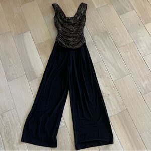 R & M Richard’s Black And Bronze Glittery Jumpsuit Women’s 6 Holiday Formal